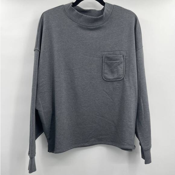 Old Navy Gray Relaxed Fit Long Sleeve Sweatshirt Sweater Pocket XL Tall NEW - Picture 2 of 10